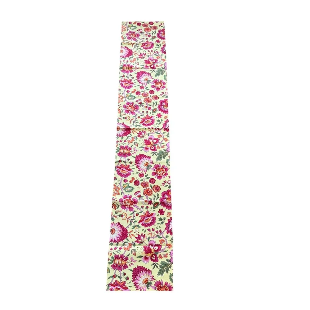 April Cornell Floral Cotton Table Runner Yellow Pink Orange Green 72x13 Boho
